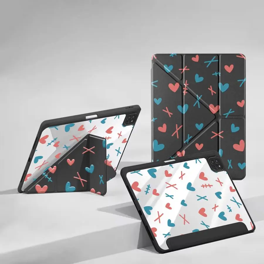Tablet Case For iPad Mini 6 7 Pro 11 10 9 8 7 th 12.9inch Pro 2025 Air 4 5 M3 M2 M4 11inch Holder Cover Red Blue Heart