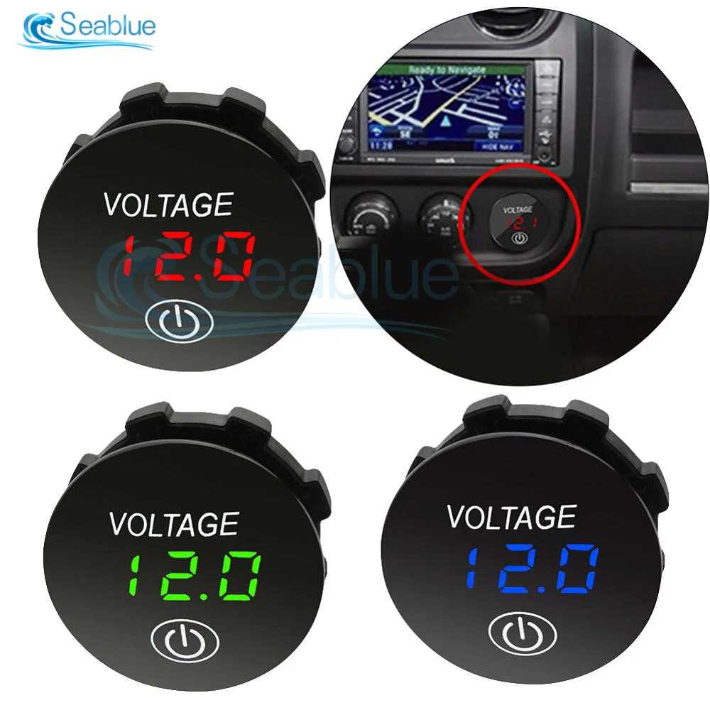 DC 12V 24V LED Digital Voltmeter Voltage Gauge Meter Battery Tester with Digital Touch Display Panel for Car Boat Marine