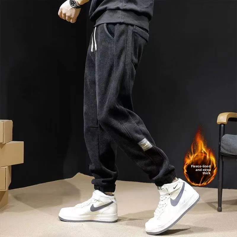 

Thiened вельветовые мужские повседневные брюки осень-зима теплые спортивные длинные брюки с эластичной резинкой на талии брюки для отдыха Faion