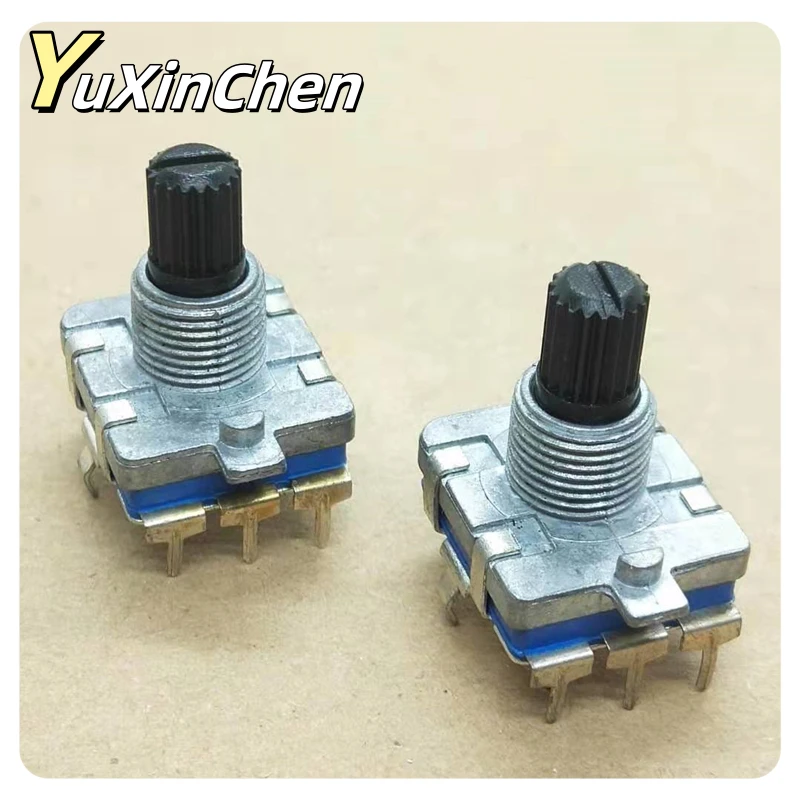 2pcs EC16 Microwave Oven Washing Machine Encoder 24-bit Flower Shaft 15MM 360 ° Rotary Power Amplifier Potentiometer 3-Pin