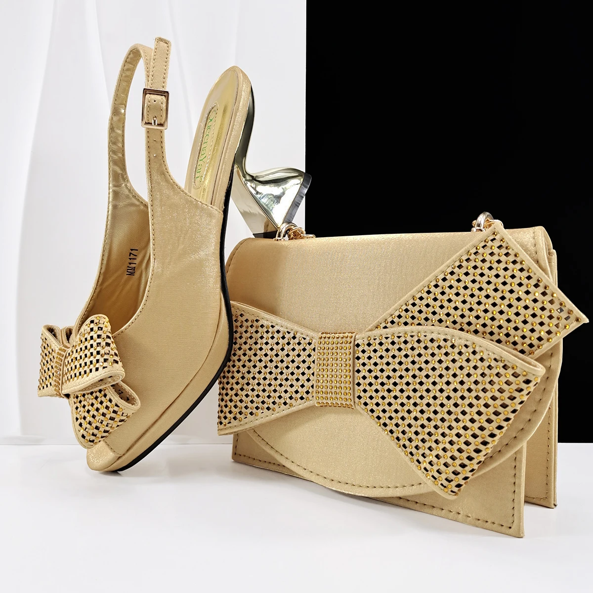 

doershow beautiful Italian gold Shoes And Bag Sets For Evening Party With Stones Italian Leather Handbags Match Bags! SZ1-1