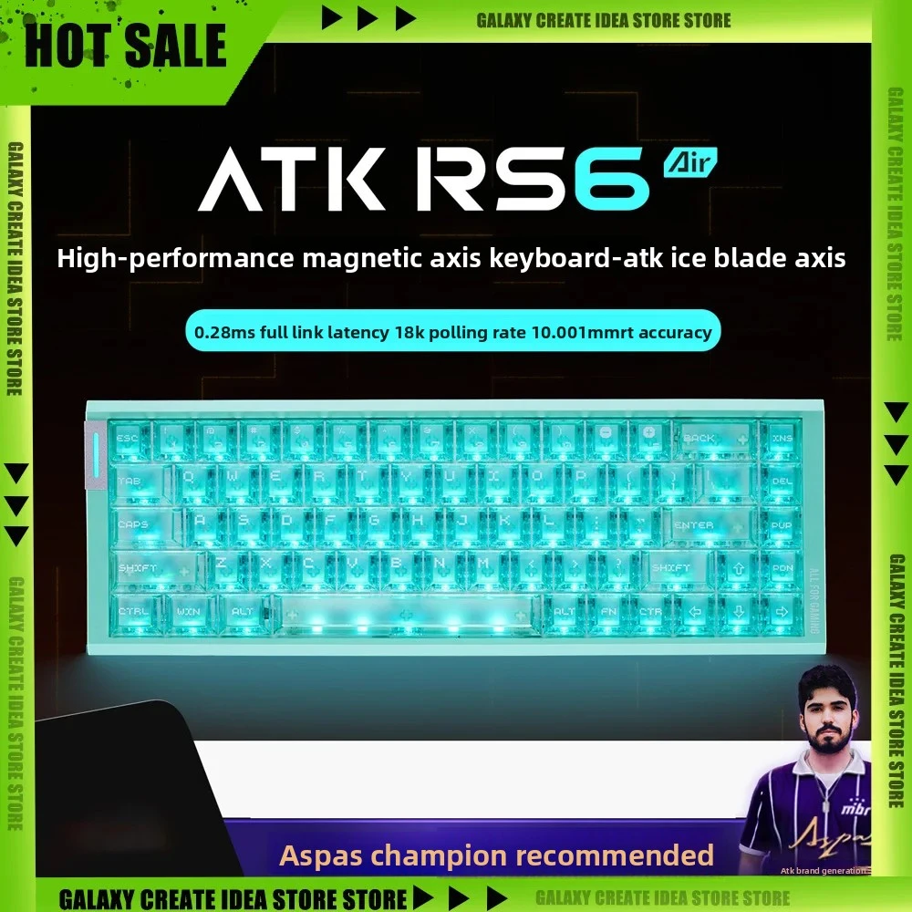 Atk RS6 Air Aluminium Alloy Magnetic Switch Keyboard 8000hz 0.005mmrt Wired Gaming Keyboards Rgb Gasket RS6Air Accessories Gifts