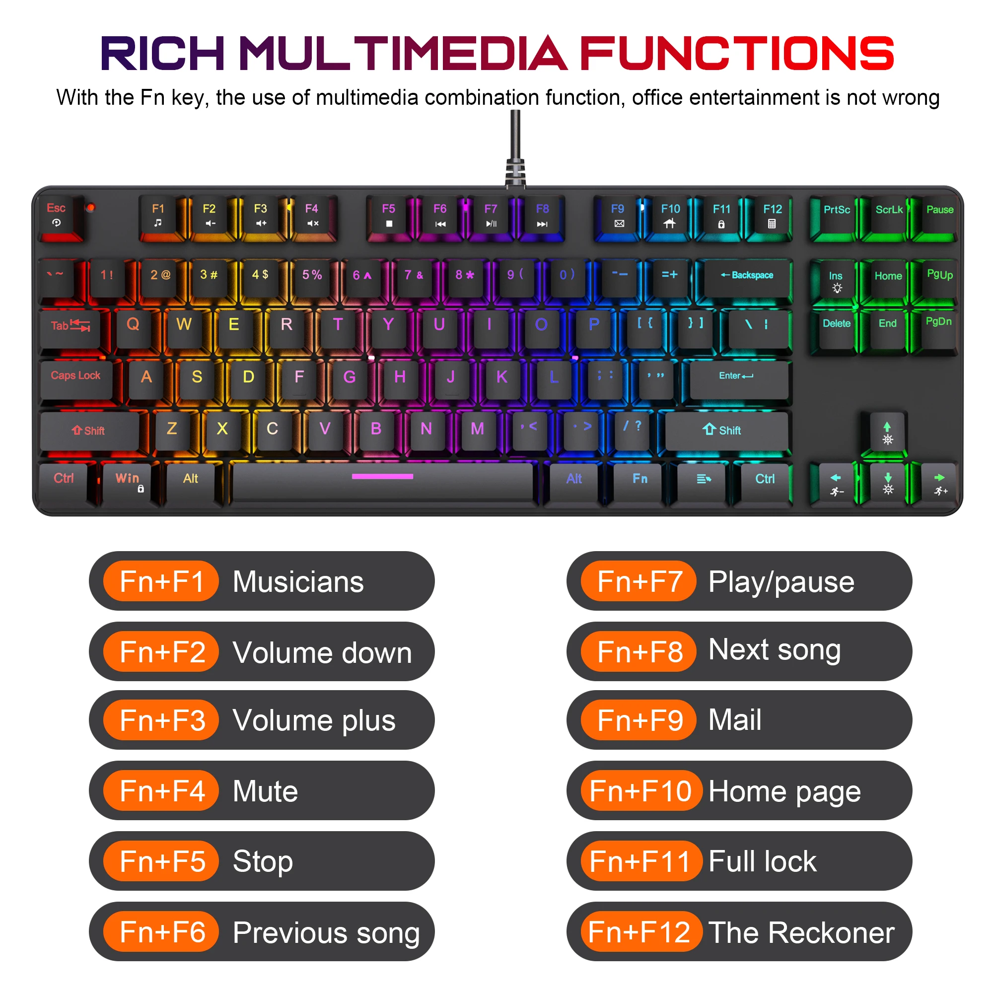 メカニカルキーボード 87キー 有線ゲーミングキーボード 16 RGB eスポーツキーボード ホットスワップ対応 人間工学に基づいたキーボード PC、ラップトップ、Macbook用 Mechanical Keyboard 87Key Wired Gaming Keyboard 16 RGB Esports Keyboard Hot-Swappable Ergonomic Keyboard