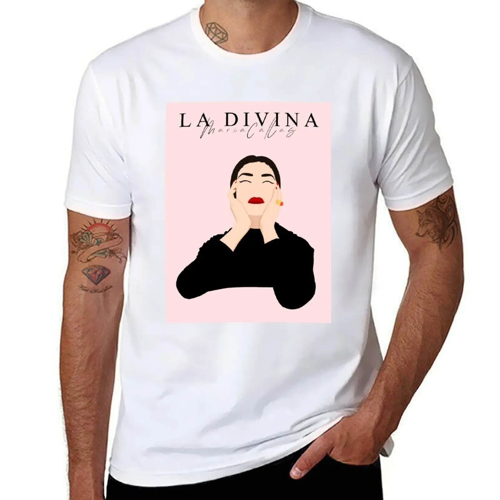 La Divina- Maria Callas T-Shirt T-Shirts für Männer, grafisches, lustiges T-Shirt für Männer, 100 % Baumwolle, Luxusmarke, grafisches T-Shirt für Männer, T-Shirt