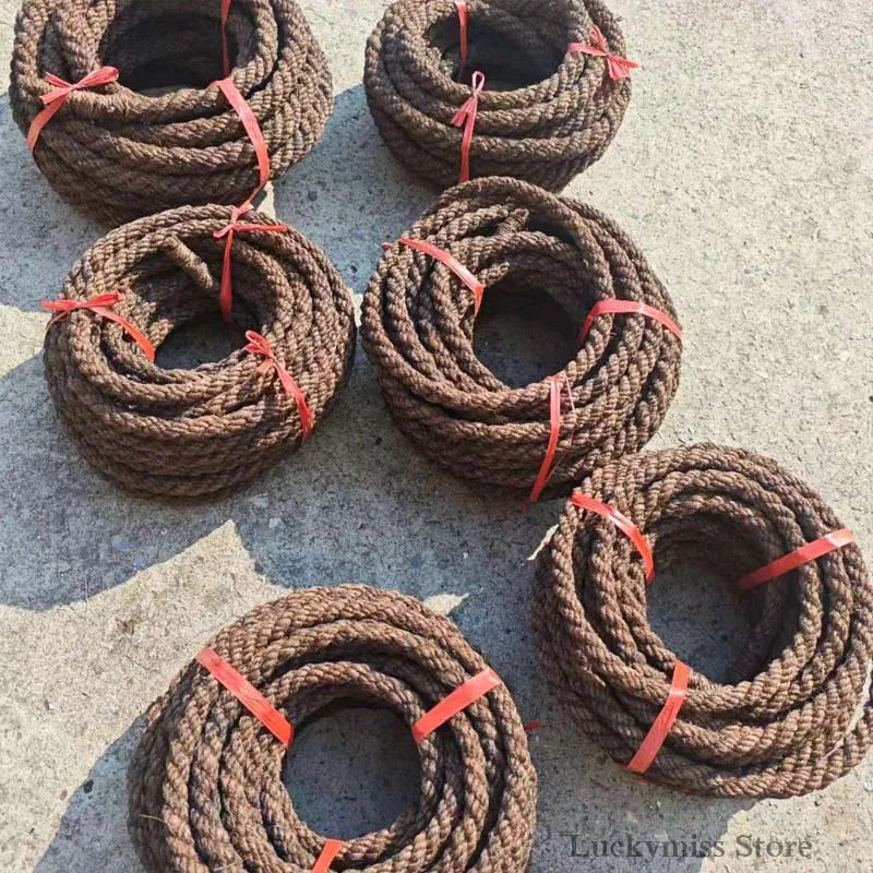 Natural Coir Rope Durable Rust‑Resistant Coconut Fiber Rope for Bed Chair Lacing Gardening Fence Plant Support Outdoor Decor