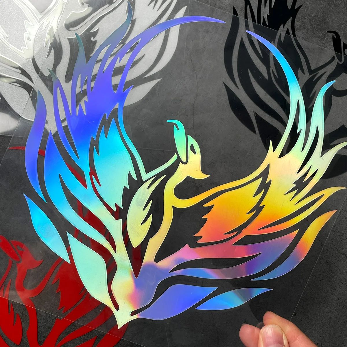 2Pcs/Set Phoenix Fire Bird Vinyl Stickers Waterproof Myth Decals For Car Motorcycle Laptop Helmet Silver/Red/Black/Holographic view 4