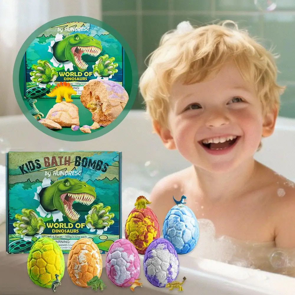 6PCS/SET Dinosaur Egg Adventure Bath Bomb Within Random Dinosaur Toy Moisturize, Stress Relief Cleasing Bathing Ball view 2