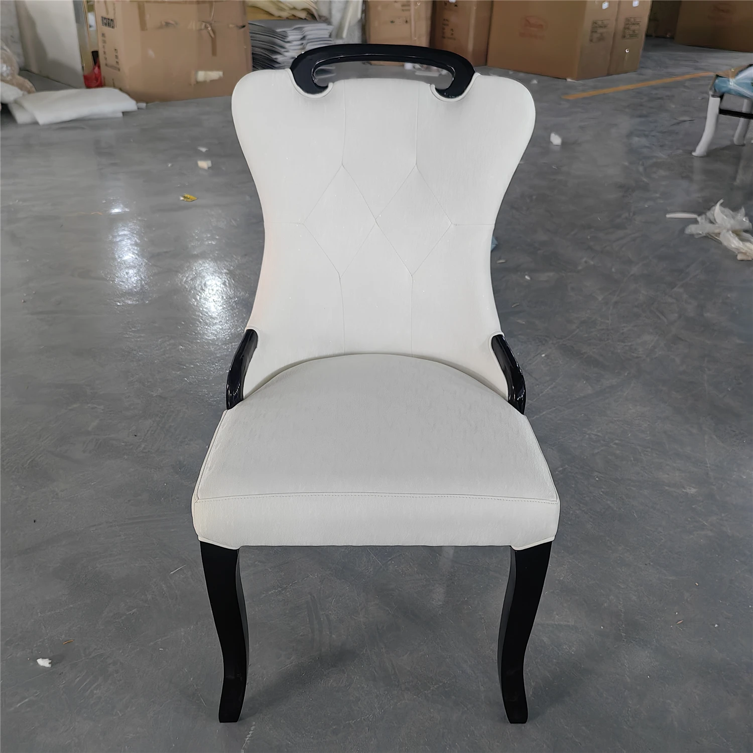 #Fabric Tufted High Back Mid Century Dining Chair Factory Upholstered Velvet Leather Home Furniture
