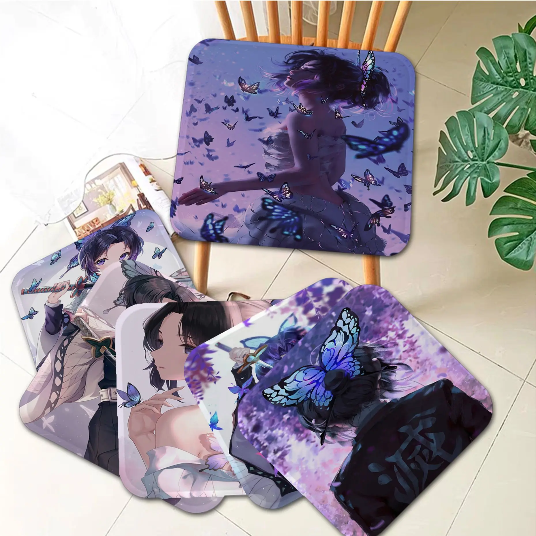 

Demon Slayer Kochou Shinobu Modern Minimalist Style Chair Cushion Soft Office Car Seat Comfort Breathable 45x45cm Seat Mat