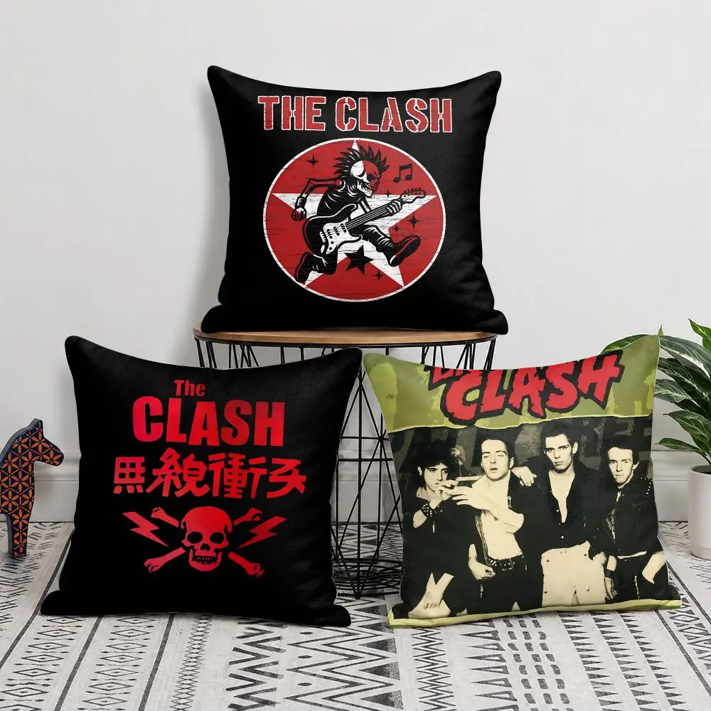 The C-Clash Band Rock Cushion Cover Silky Short Plush Invisible Zipper Dustproof Sofa Pillow Case For Home Decor