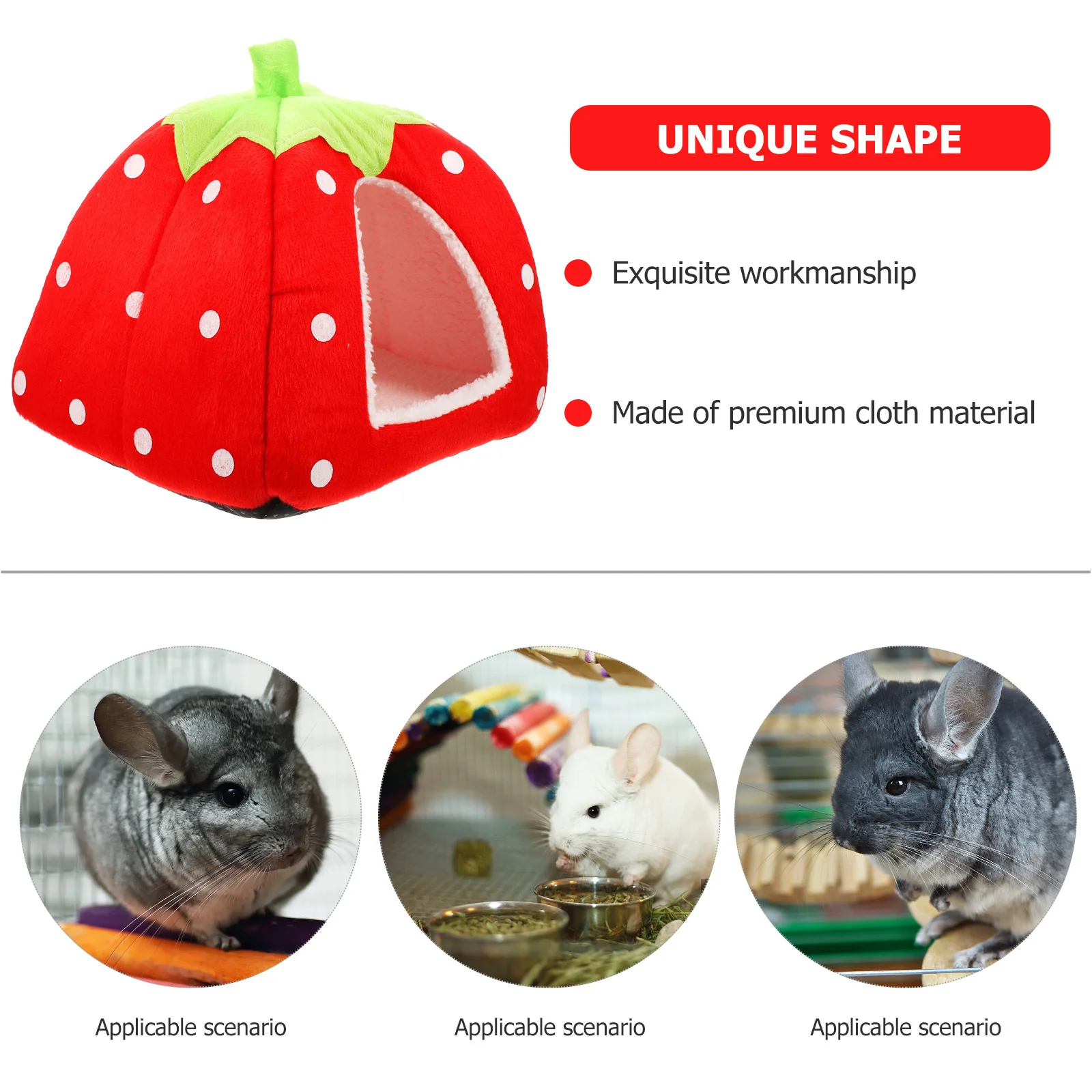 

Strawberry Nest Tent For Small Pets Warm Soft Rabbit Hideout Play Sleeping Cage Accessory Hamster