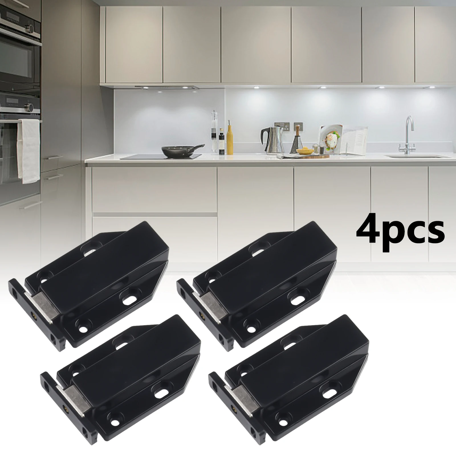 Imagem -04 - Self-locking Magnetic e Abs Door Stopper Cabinet Catch Door Catch Handle Brand Novidades Pcs Set Aço Inoxidável