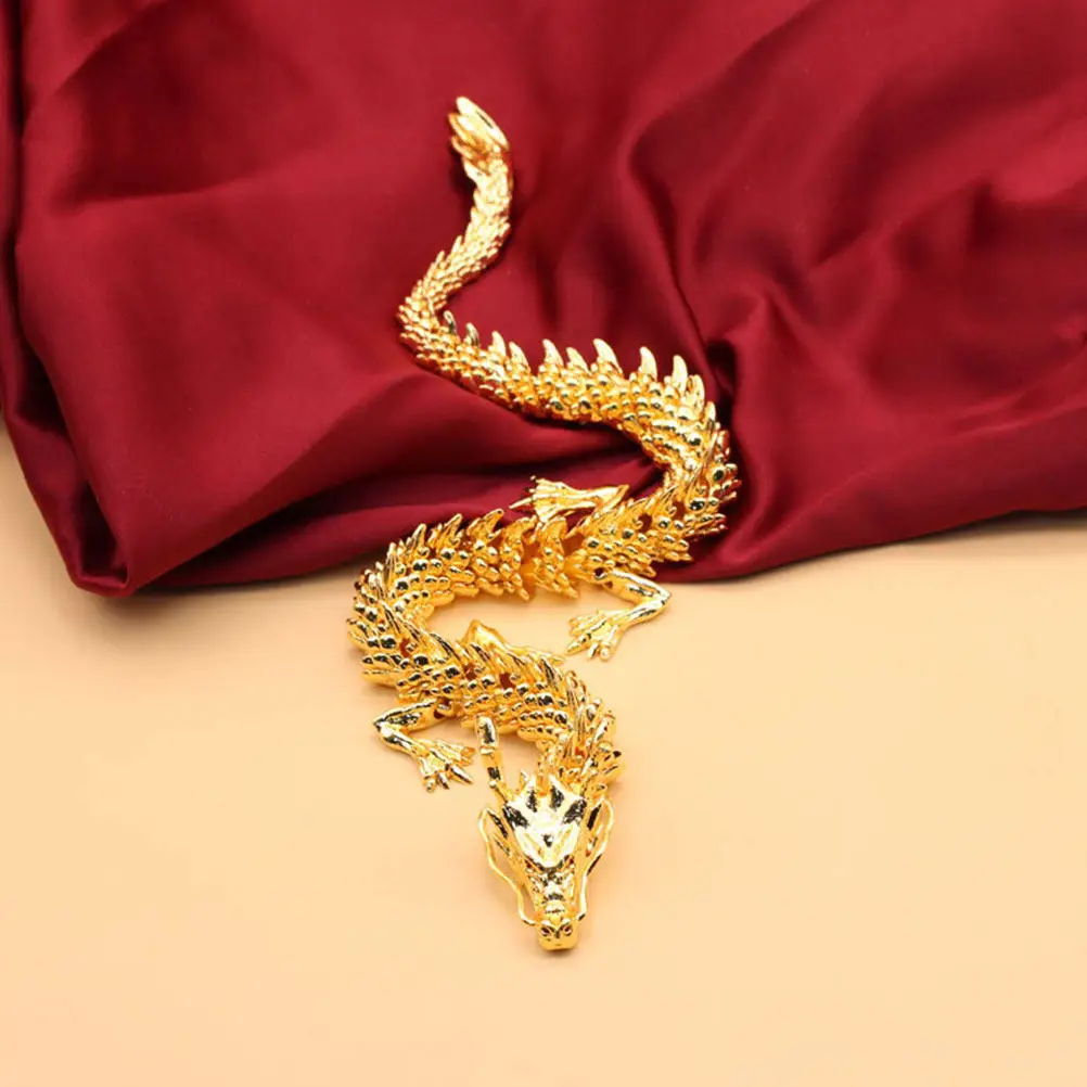 

Chinese Household Dragon Decor 3D Desktop Brass Dragon Sculpture Table Ornament for Wealth Prosperity Office Home