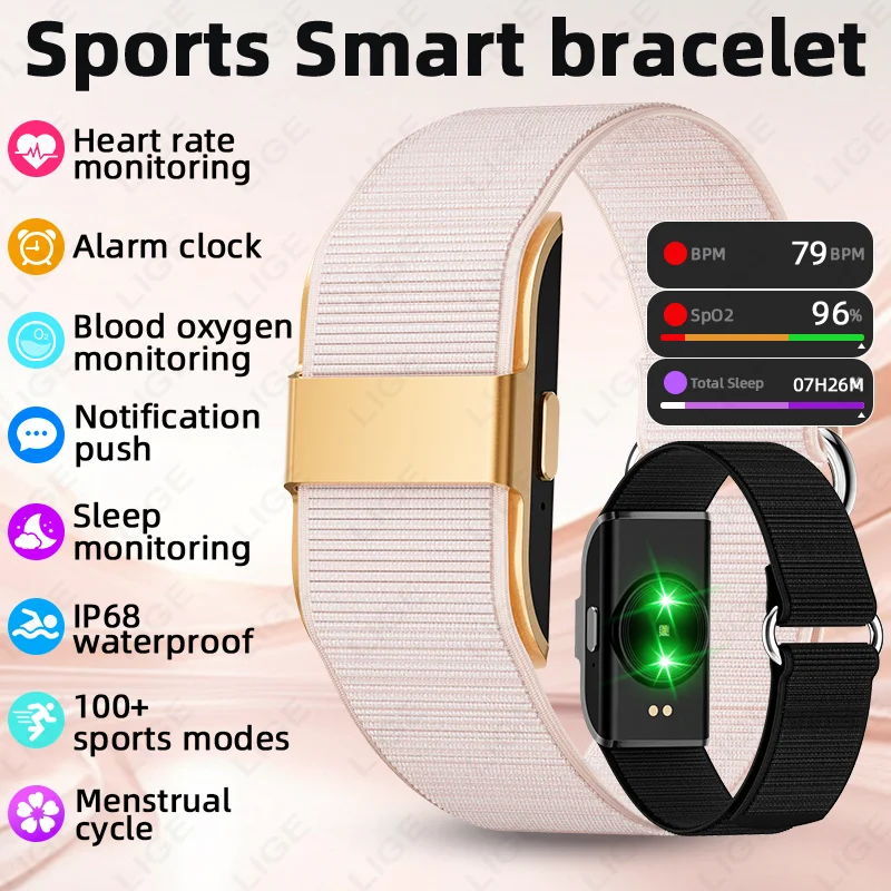 LIGE New Fitness Smartwatch Message Alert Men's Sport Heart Rate Blood Oxygen Pressure Tracker Step Counting Smart Bracelet 2026