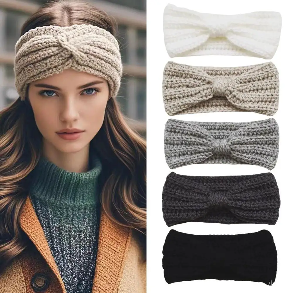 

Winter Knitted Headbands For Women Headband Solid Color Elastic Hair Bands Bow Elastic Hairbands Girls Fashion Hair Accessories