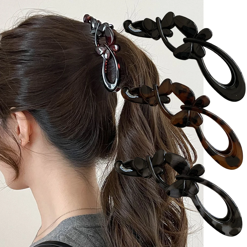 Haarspange mit Leoparden-Bananen-Motiv, Schmetterlingsform, süße Haarklammern, Haarnadel, Pferdeschwanz für Frauen, Haar-Accessoires, Haarklammern, gedrehte Haarspangen