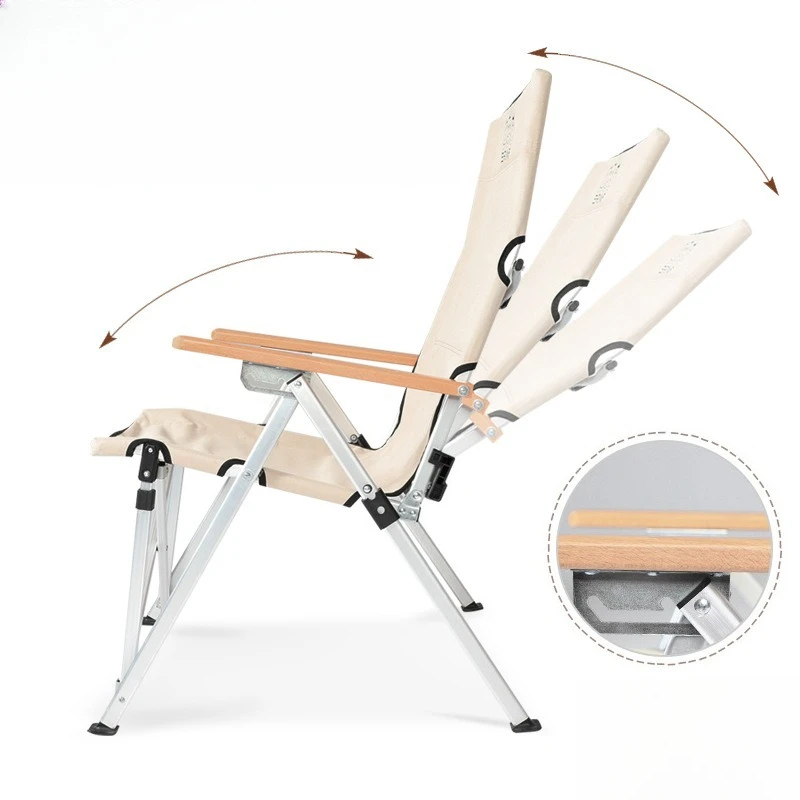 Outdoor folding chair Portable recliner Fishing backrest Leisure chair Adjustable aluminum alloy beach chair Reclining picnic