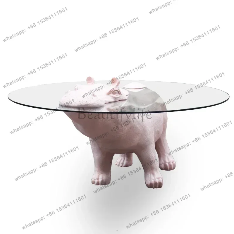 Nordic Designer Model FRP round Animal Shape Hippo Coffee Table Light Luxury Modern Home