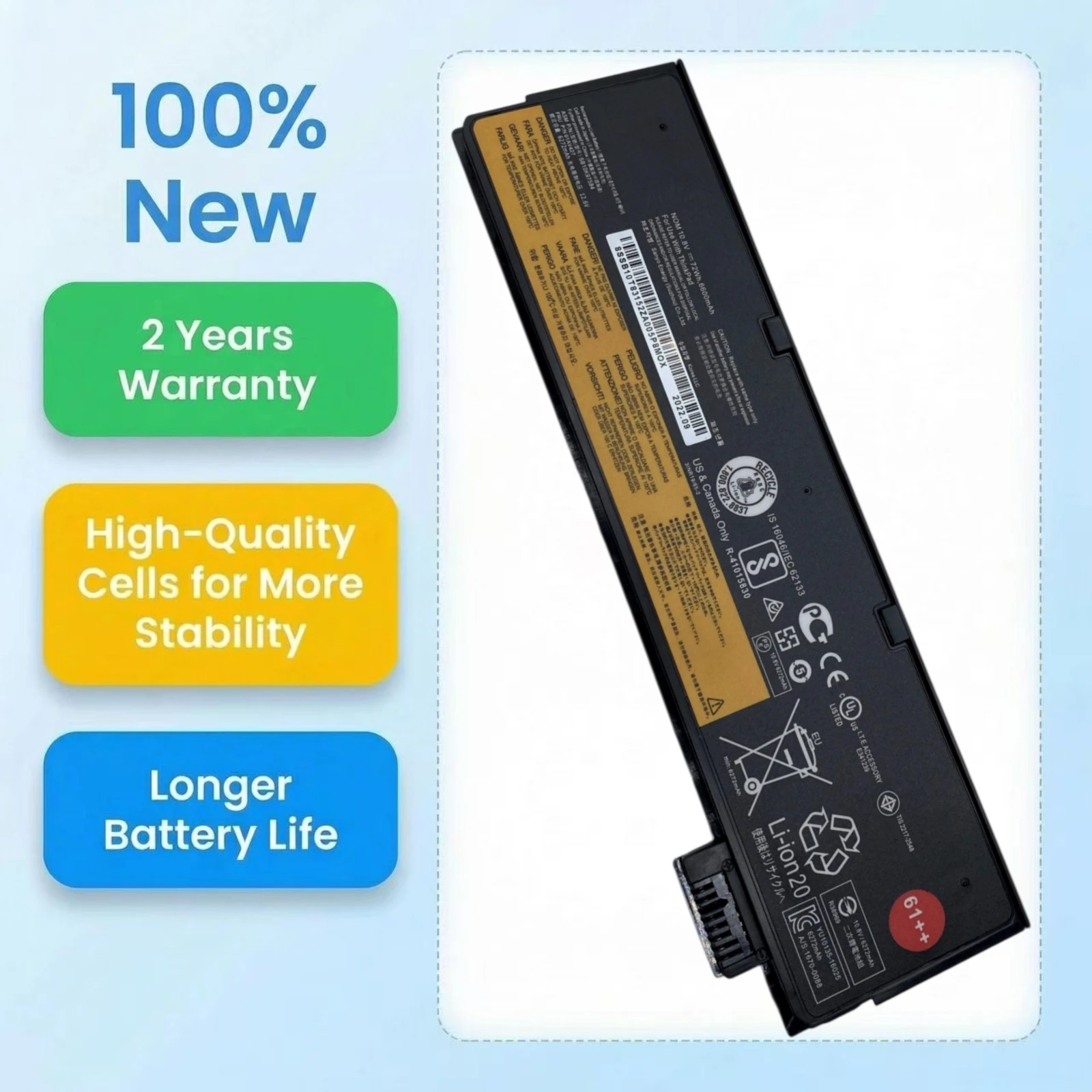 New 01AV427 72Wh Laptop Battery For Lenovo ThinkPad T470 T480 T570 T580 P51S P52S 01AV428 01AV492 01AV423 01AV425 SB10K97584