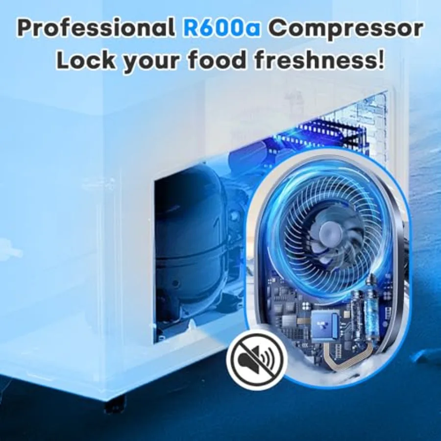 فريزر عميق مدمج 1.8 قدم مكعب مع 7 إعدادات لدرجة الحرارة قابلة للتعديل لتخزين الطعام الفعال وتشغيل هادئ مثالي لـ Apar