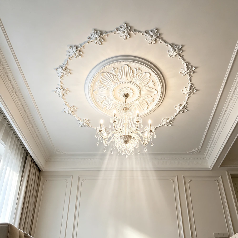 Split Large PU Ceiling Medallion for Ceiling Lights, Classic Decorative Ceiling Medallion, Light Fixture Ceiling Ornament