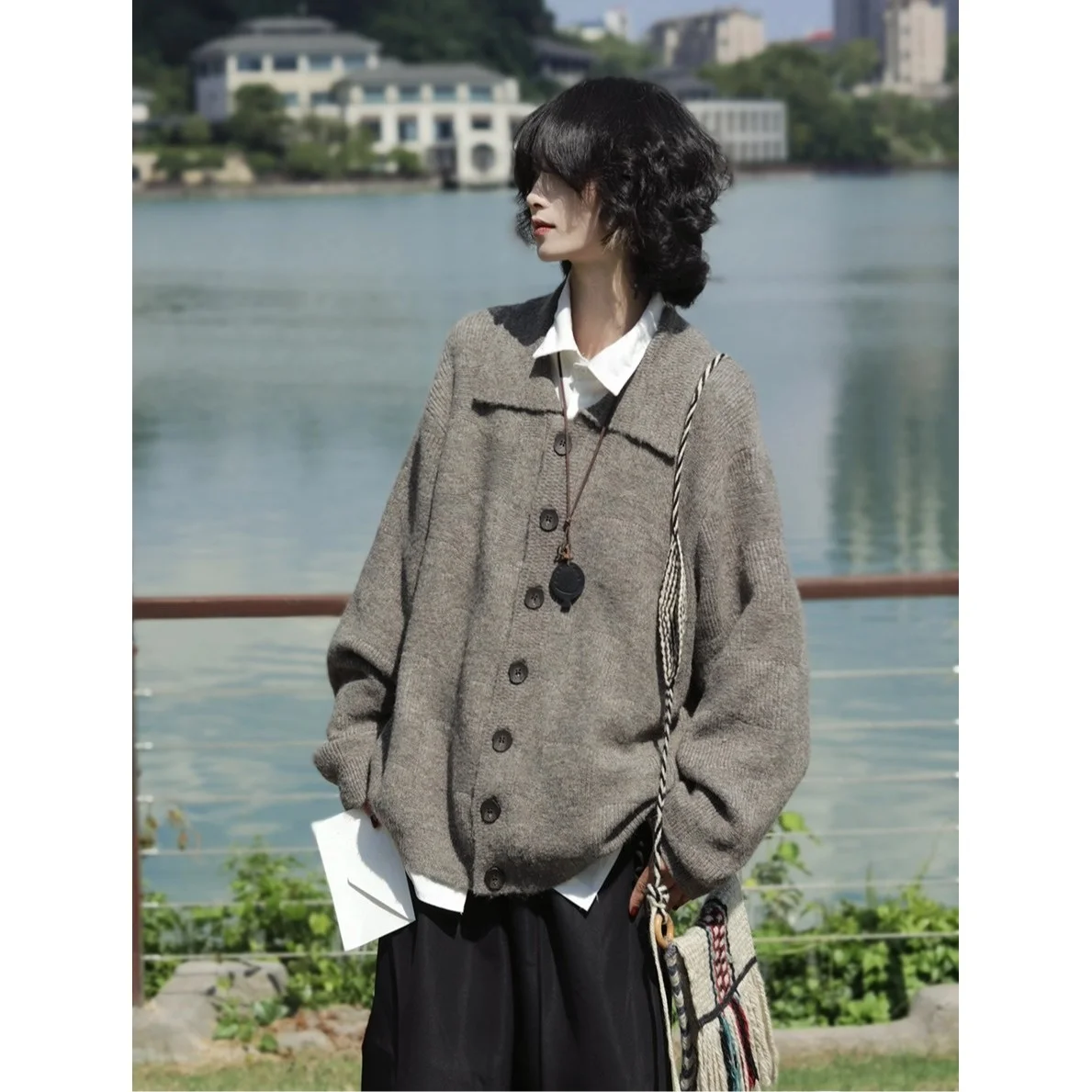 

Loose Men's Open Cardigan Sweater Flip Collar Lazy Sle Autumn Winter Polyester Fiber Warm Casual Faion Outerwear Coat