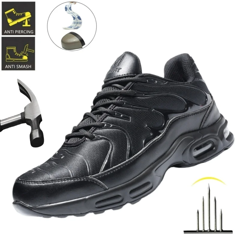 

Men's Steel Toe Safety Shoes Anti Smash & Anti Puncture Lightweight Work Fashionable And Durable Buttoned Safety Shoes Sneakers