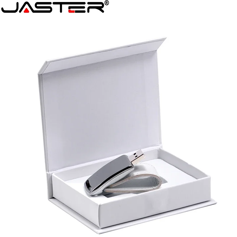 JASTER 5PCS/ LOT USB flash drive 128GB Free custom Color logo Pen drive White Leather with box Memory stick Creative gift U disk