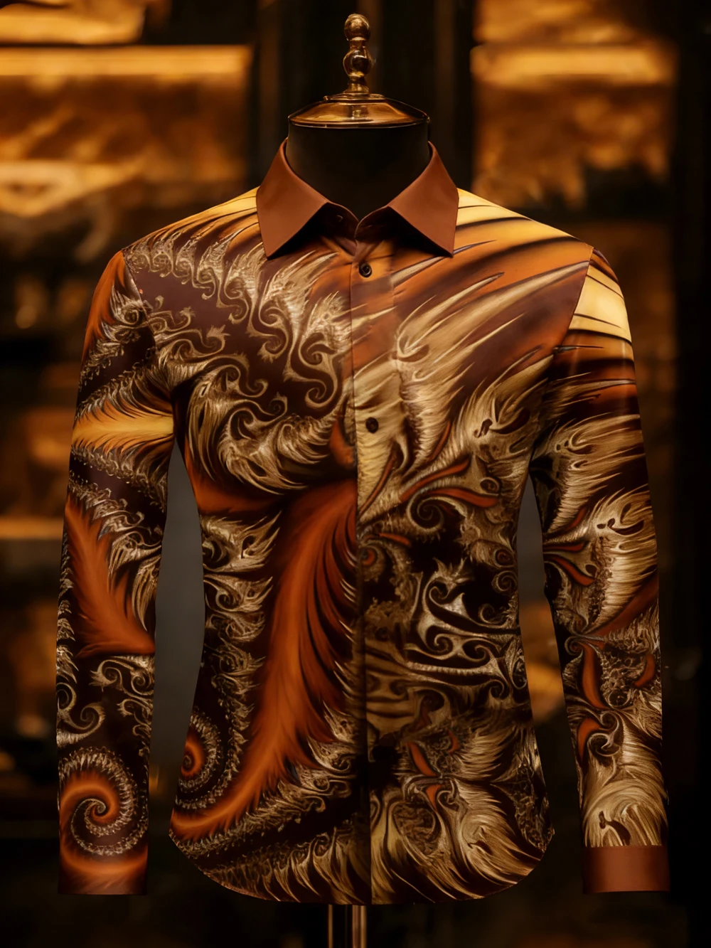 Men's Fashion Light Luxury Long Sleeve Shirt Natural Dynamic High Definition 3D Printed Shirt Hawaiian Vacation Designer Shirt