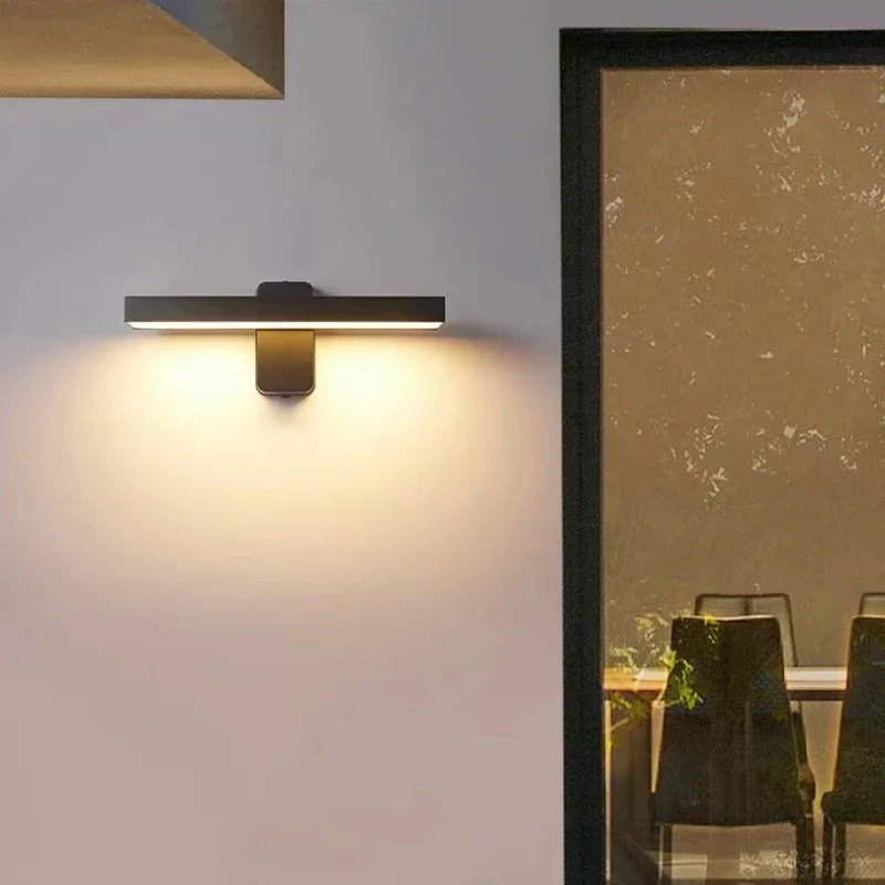 مستشعر حركة للتدوير الجدار مصباح IP65 مقاوم للماء في الهواء الطلق الجدار الخفيفة الألومنيوم فيلا مدخل فناء الشرفة حديقة الإضاءة #2