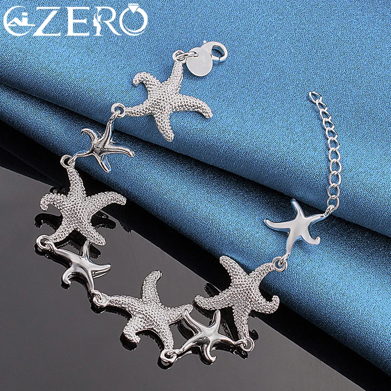 ALIZERO 925 Sterling Silver All Starfish Bracelet Chain For Women Fashion Wedding Party Charm Jewelry Christmas Gifts
