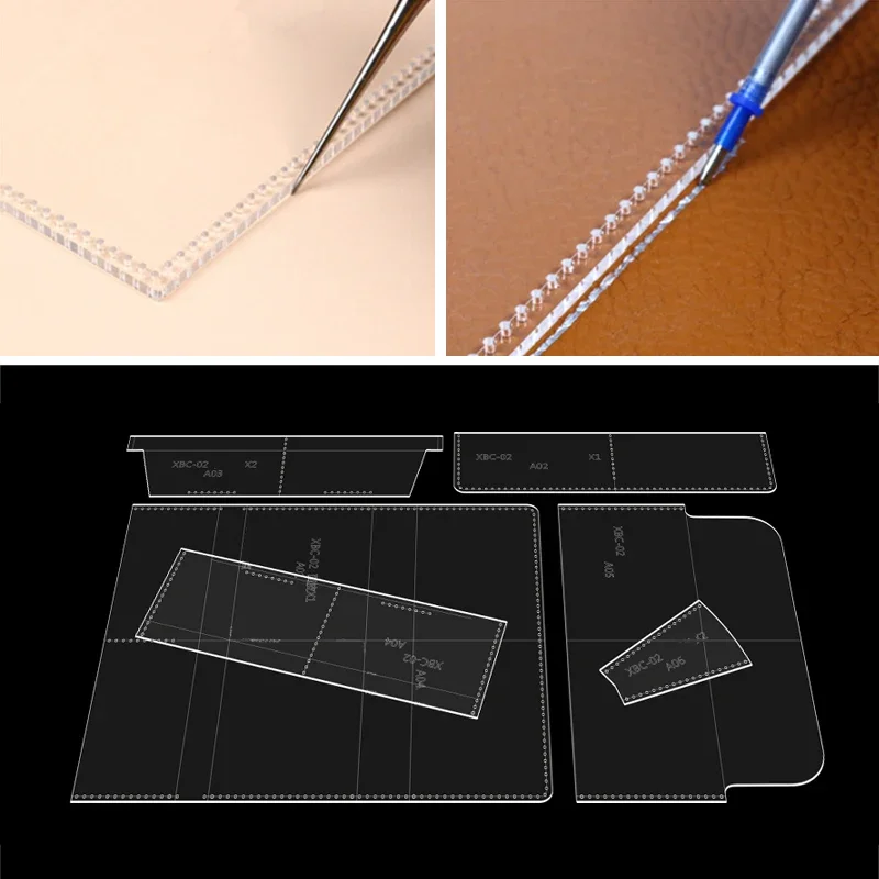 NUBECOM Long Wallet Template, Durable Acrylic Leather Stencil, DIY Handmade Tool, Handmade Mold, Handcraft Accessories