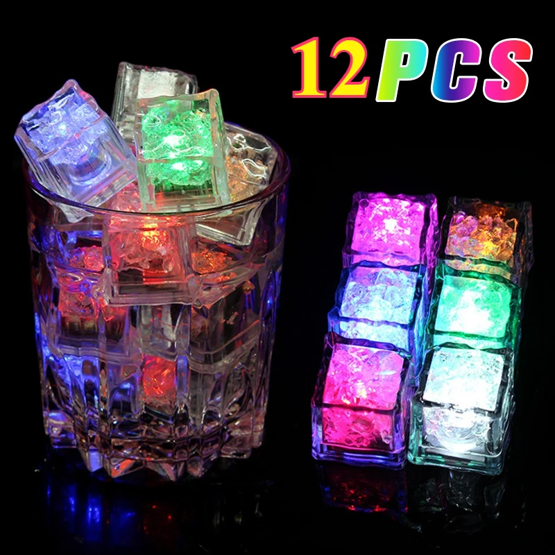12 قطعة Led مكعبات الثلج المضيئة الدعائم لشريط نادي Ktv عيد الميلاد حفلة النبيذ الديكور مكعبات الثلج مضيئة جو الدعامة