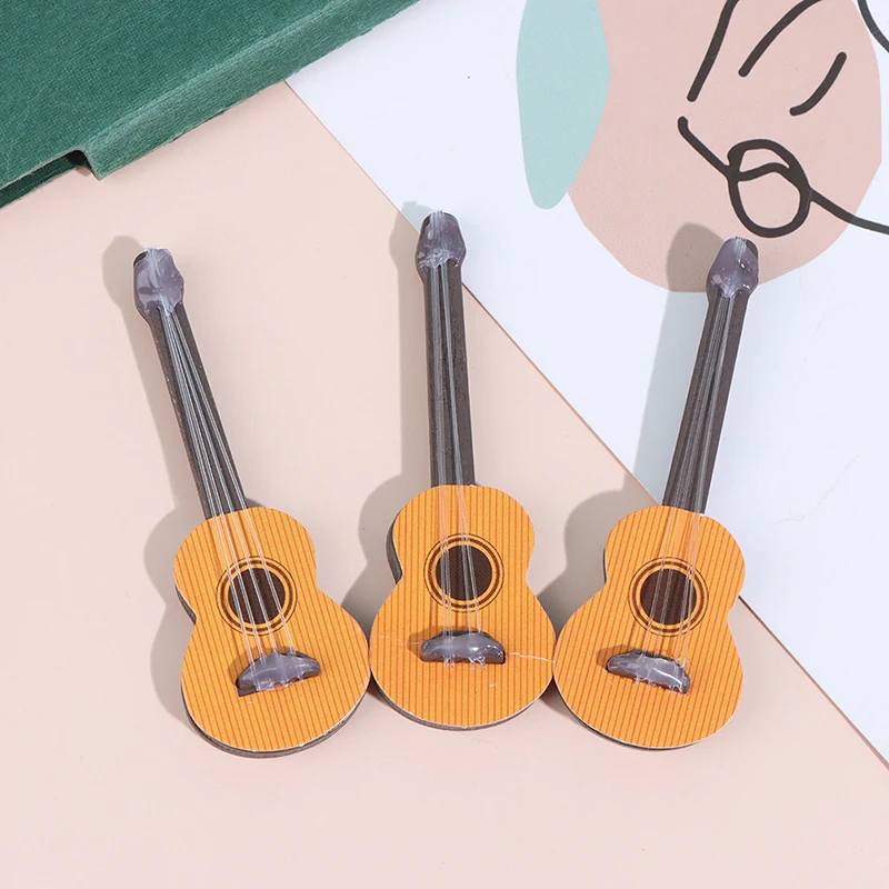 Dollhouse Miniature Instrument mini Guitar for Home Decoration Kid Wood Toys