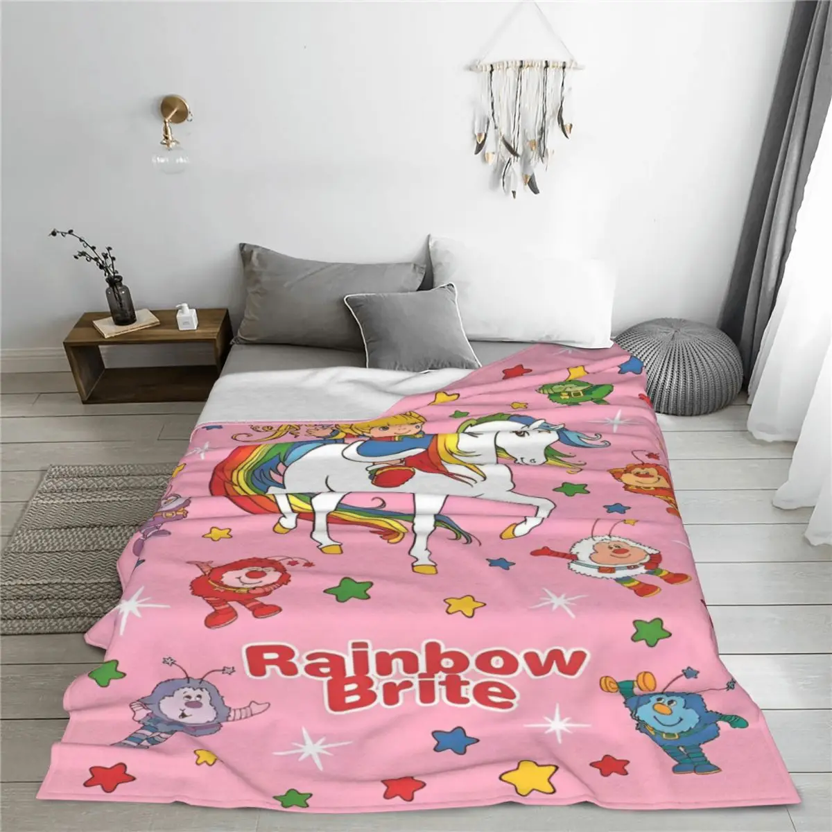 Cartoon Rainbows Brites Movie Flannel Throw Blankets Blankets for Home Office Super Warm Plush Thin Quilt