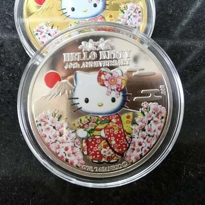 Hello Kitty cartoon creative exquisite commemorative coins painted 4 collection coins children's toy surprise gift wholesale