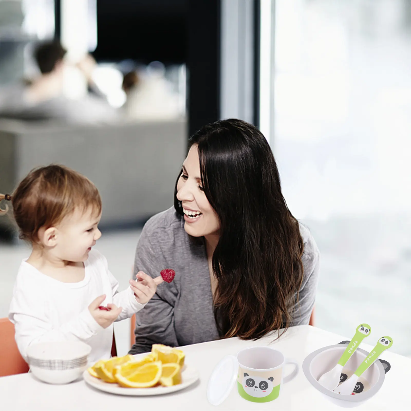 

Набор детских тарелок из бамбукового волокна, 5 шт., с отделениями, гладкая поверхность, легко моется, для фруктов, салатов, десертов