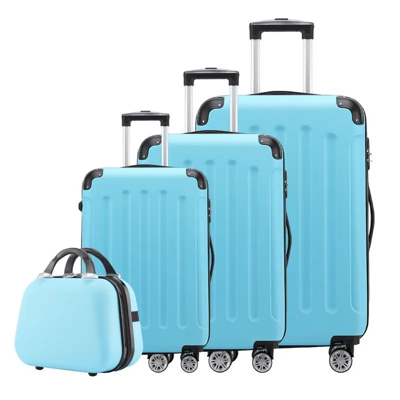 

Wholesale new 4 in1 hardside luggage valise de voyage 4 pcs suit case bags trolley travel Abs Pc suitcase