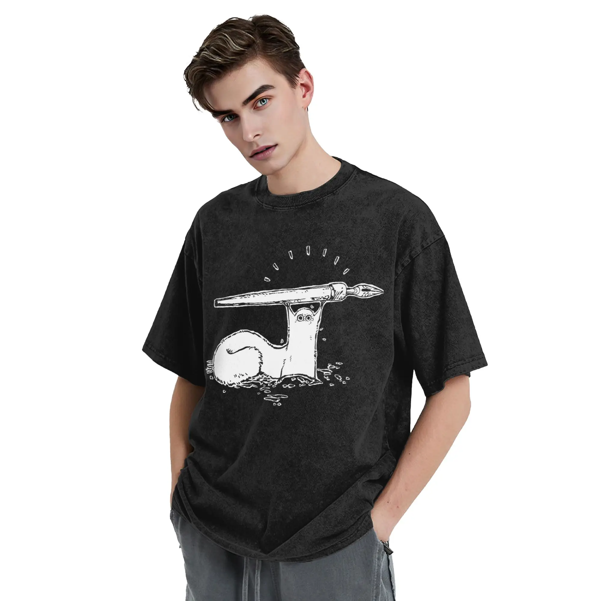 Brushbuddy Witch Hat Atelier Anime Washed T Shirt Streetwear  Vintage T-Shirts  Tee Shirt Men Women Short Sleeve Oversize Summer