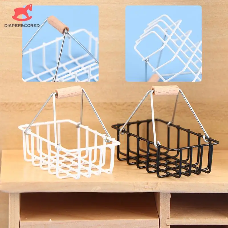 

1pcs 1:12 Dollhouse Mini Shopping Basket Dolls House Metal Baskets Model Dollhouse Accessories Pretend Play Toys