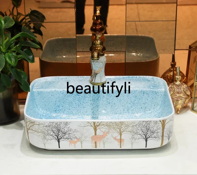 

ss Jingdezhen retro stage square ceramic art stage