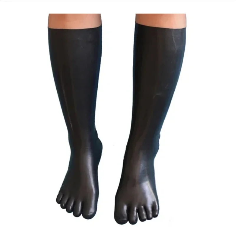 Chaussettes courtes en latex pour hommes, bas mi-bas, caoutchouc sous le genou, vêtements pour femmes, 5 orteils