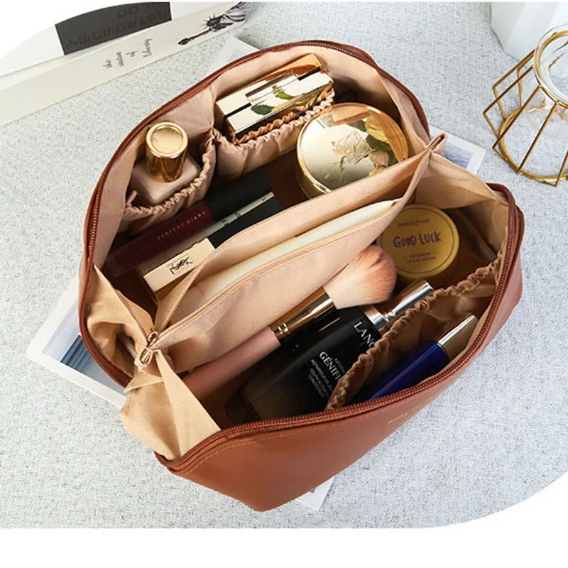 Large Capacity Cosmetic Bag Cosmetic Storage Bag PU Leather Portable Travel Toiletry Bag Women Cosmetic Bag Toiletries Organizer