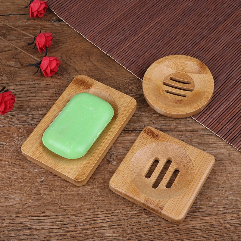 Soap Box Natural Bamboo Dishes Bath Soap Holder Bamboo Case Tray Wooden Prevent Mildew Drain Box Bathroom Washroom Tools