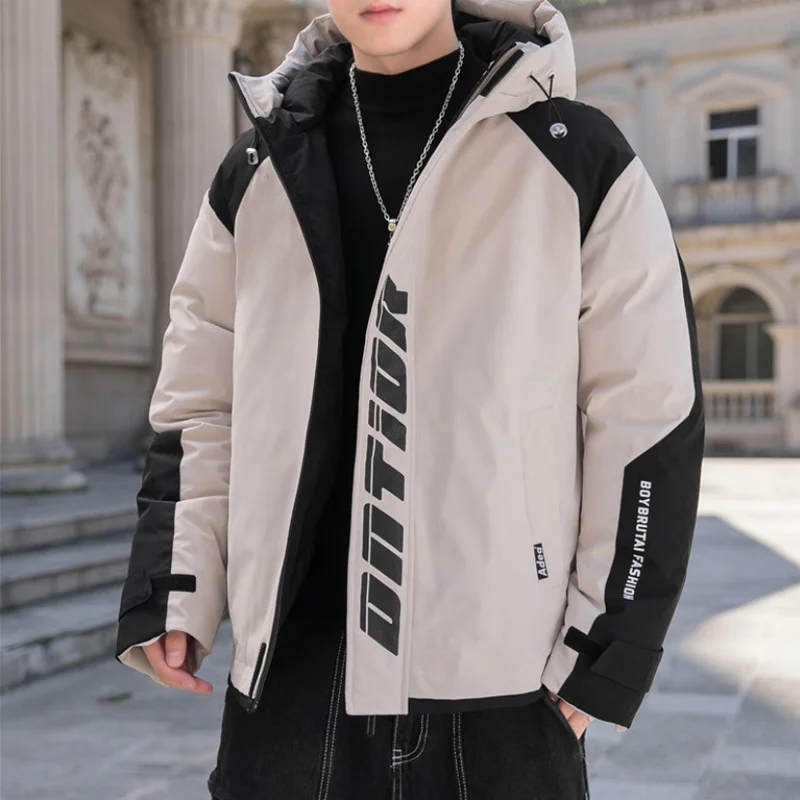 Male Casual Down Cotton Hooded Padded Jacket Men Thicken Warm Tide Man Plus Size Winter Parka For Coat 's Anorak