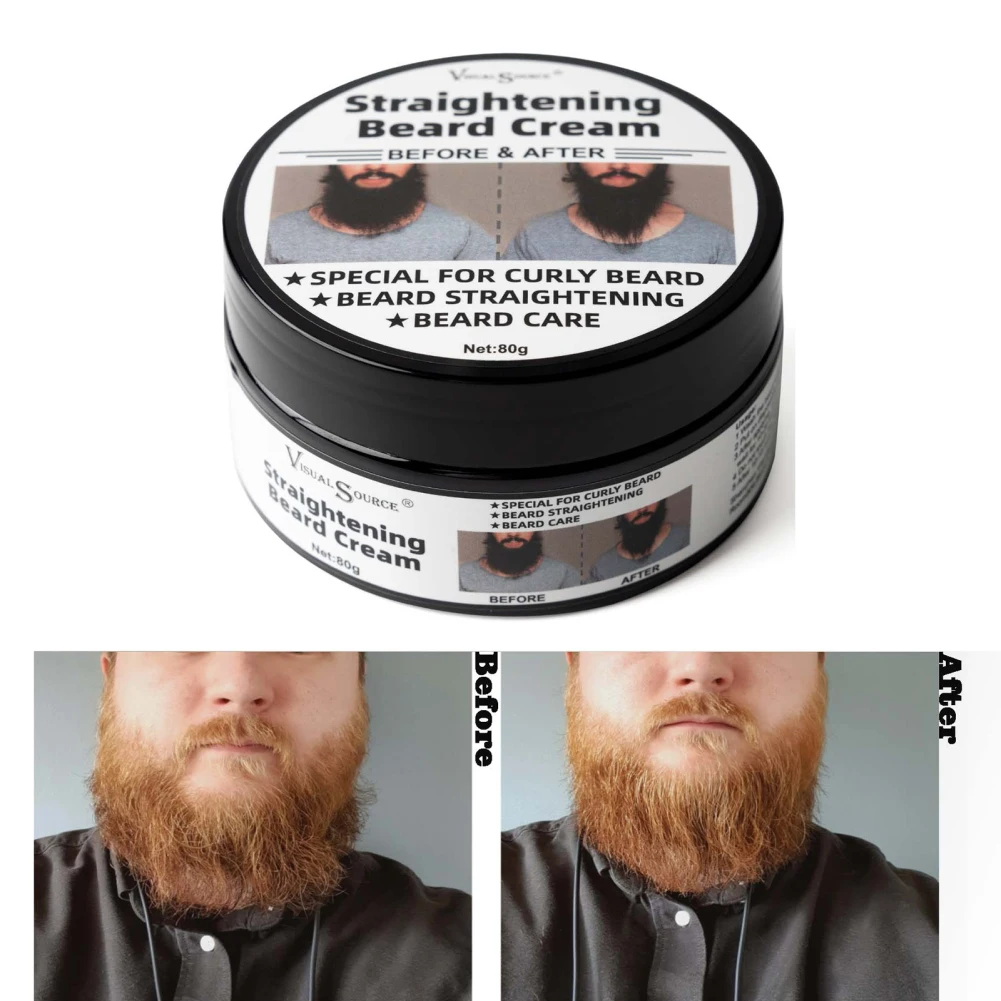 80g Men Straightening Beard Balm Strengthens Softens Beard Natural Styling Care Cream Grooming Supplies Wholesale