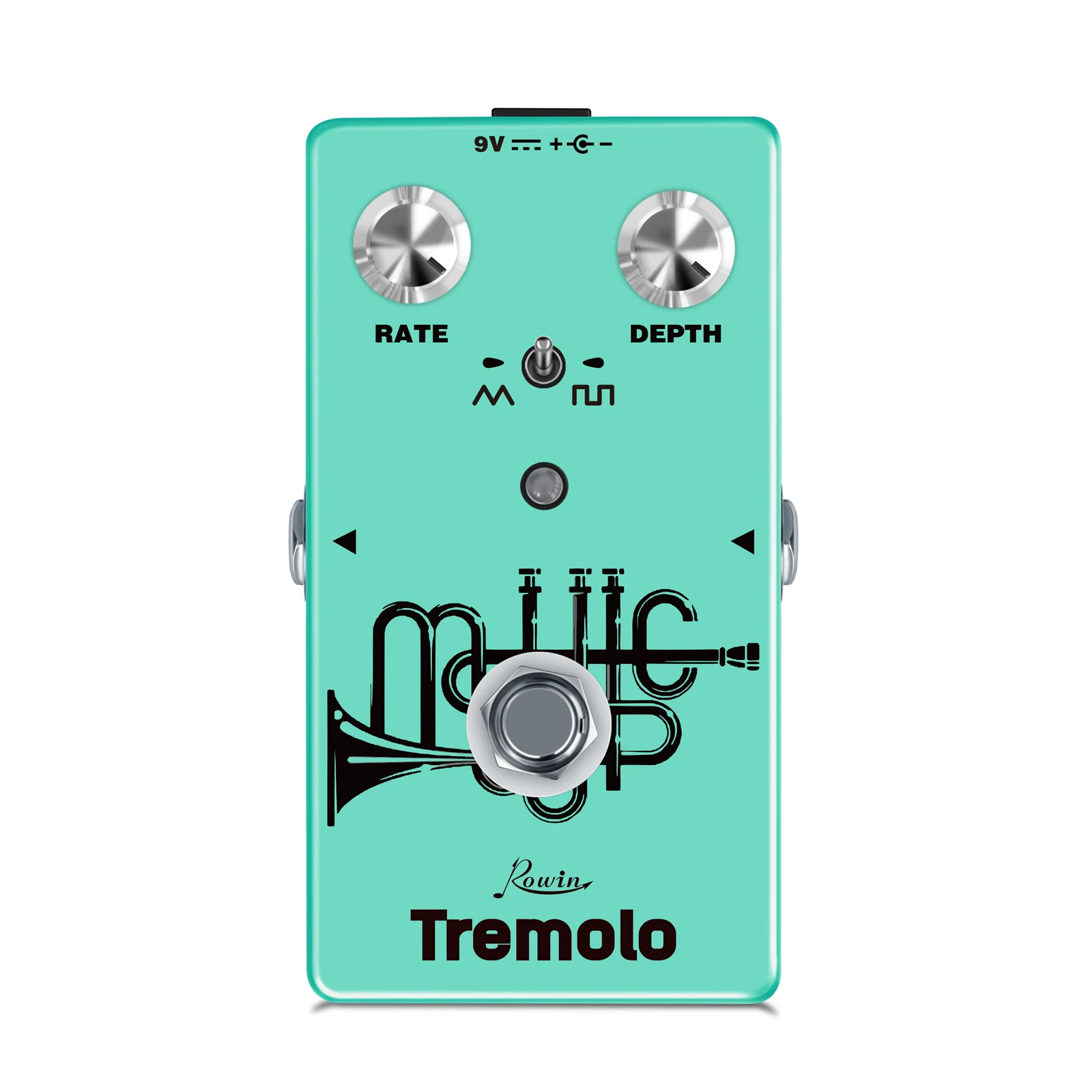 Rowin Electric Guitar Bass Tremolo Pedal Psychedelic Deep Vibrato Modulated with Triangle Square Wave 2 Modes Switching