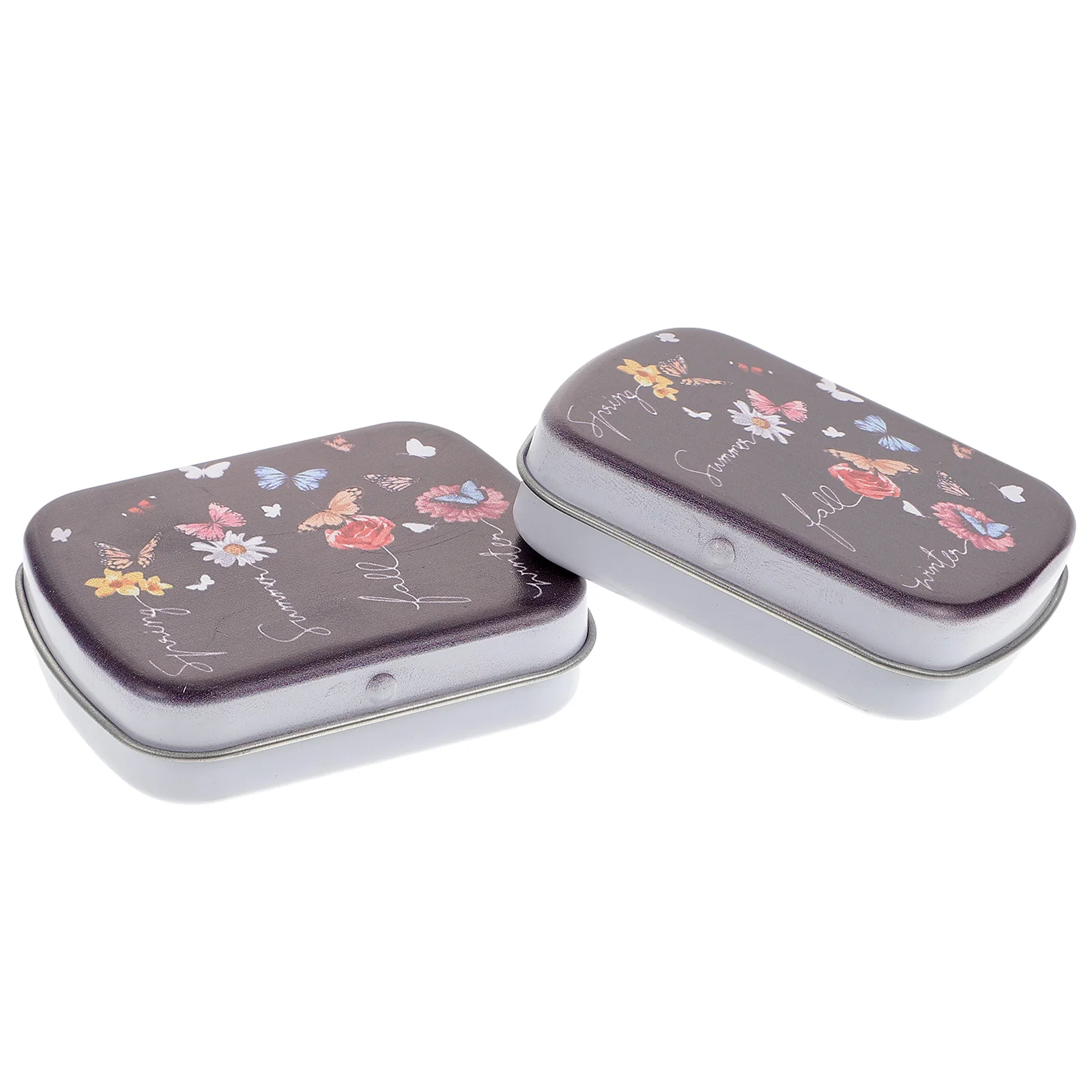 

2pcs One-piece Flip Pen Box Durable Iron Material Storage Stationery Holder for Students Office Supplies Small Lid Boxes