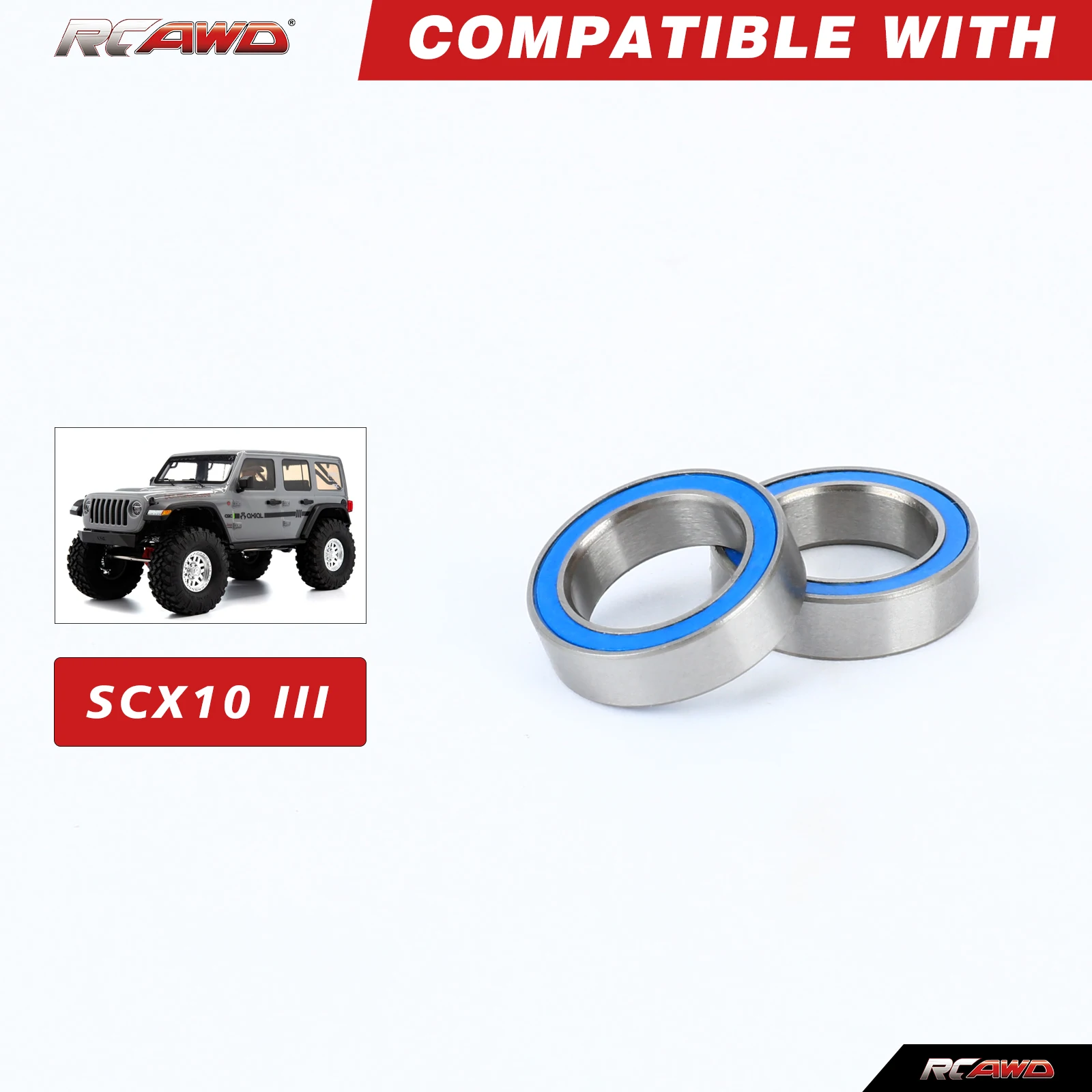 

RCAWD 2PCS RC Ball Bearing Set for 1/10 Axial SCX10 III AXI03007 AXI03003 AXI03006B Rubber Sealed Bearing 10x15x4mm Upgrade Part