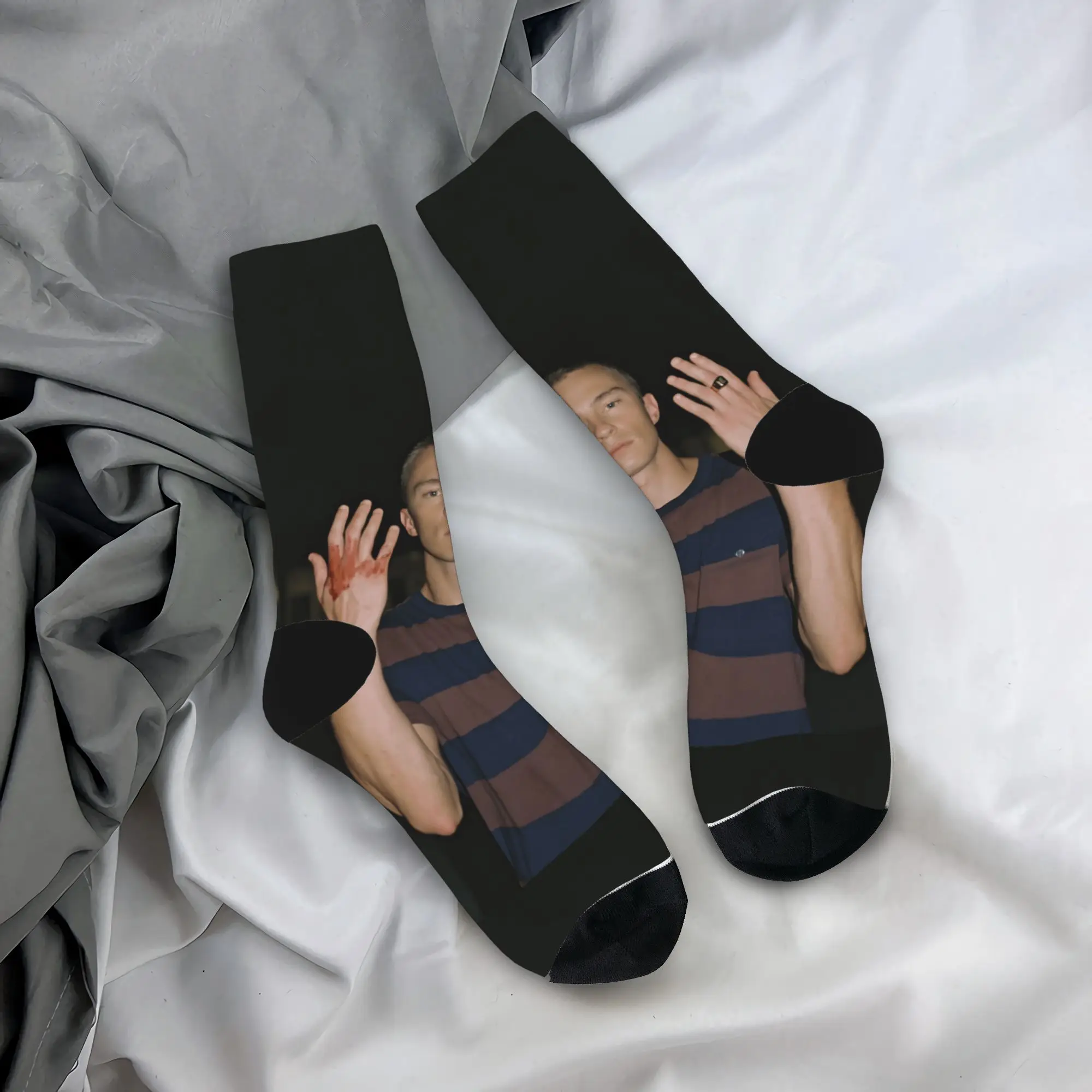 Meias masculinas rafe camerons drew starkeys meias de inverno elegantes quentes meias macias impressas skate meias antiderrapantes